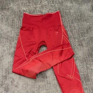 Gymshark Red Seamless High-Waist Leggings with Contrast Detailing
